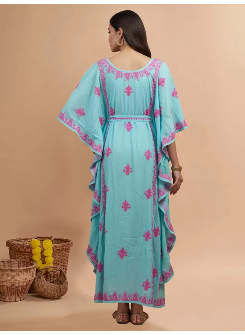 Alaya Hand Embroidered Chikankari Modal Kaftan-AL3604